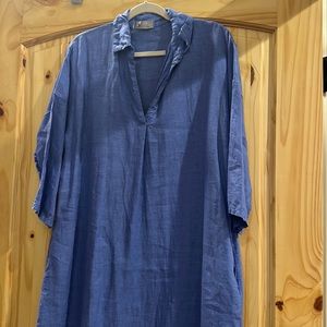 Blue linen Blend Dress Boutique Style